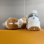 LV Run 55 Sneaker 55mm Light Blue Mix Orange Monogram Jacquard Fabric