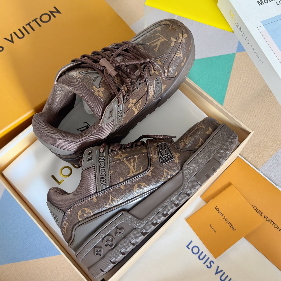 LV Trainer Maxi Sneaker 40mm Dark Brown Monogram Cowhide