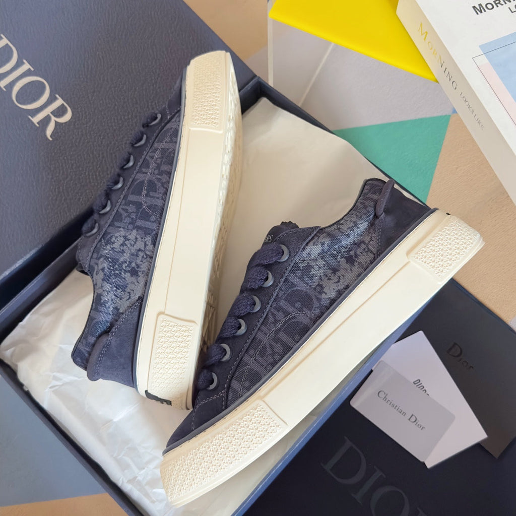 CD B33 Sneaker 40mm Charcoal Blue Monogram Suede