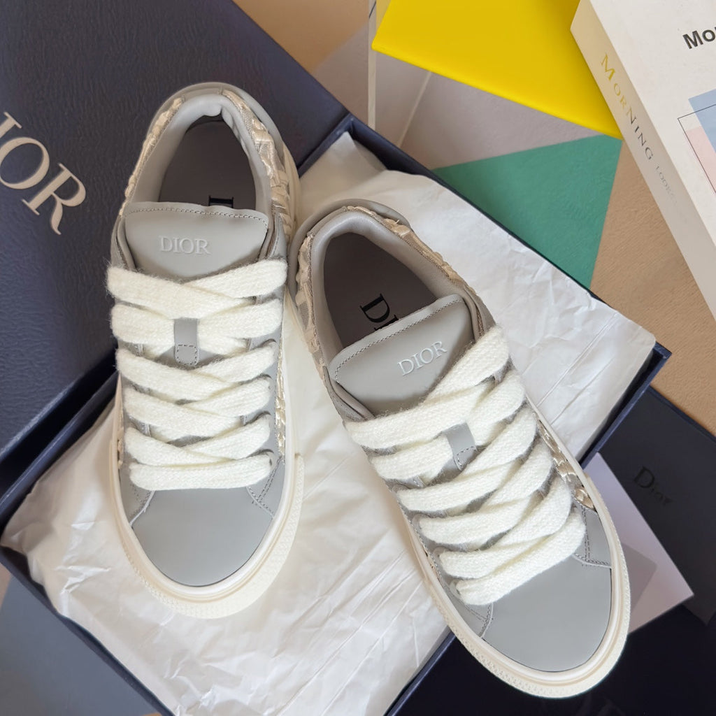 CD B33 Sneaker - Limited And Numbered Edition 40mm Grey Oblique Jacquard And Cowhide