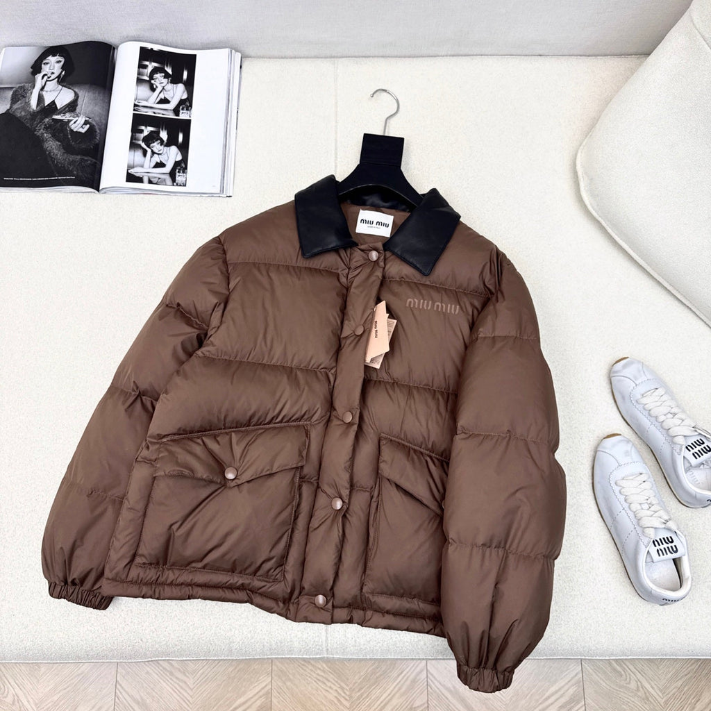 Miu Miu 25 Down Jacket Brown Polyester 298293