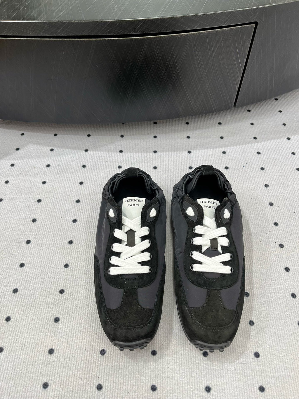 HM Sneaker 10mm In Black Grey Suede And Windbreaker Fabric  954752