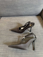 HIGH SANDAL ATTACHED GEM IN BLACK SILK