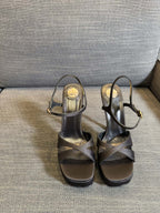 DEBBIE PLATFORM SANDALS IN BLACK SATIN