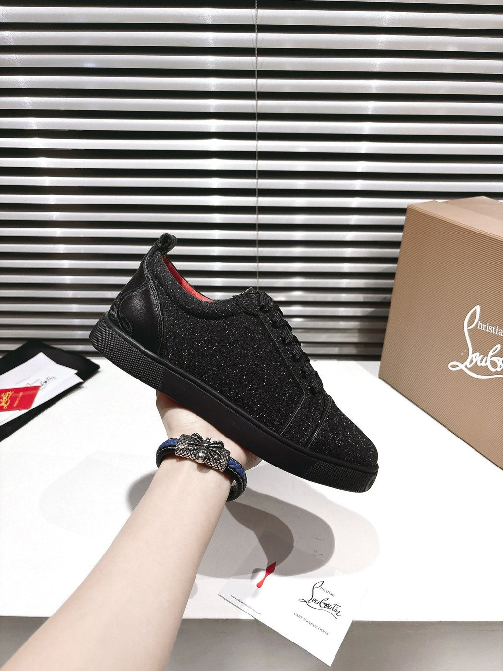 CL 25 Fine Sand Sneaker Black Fabric Cowhide 323173