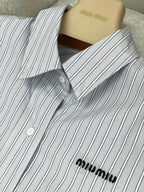 Miumiu 2026 Striped Blouson Jacket Blue-grey Cotton