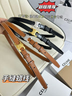 SMALL TRIOMPHE BELT 18 MM BLACK LEATHER GOLD HARDWARE