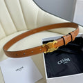 MEDIUM TRIOMPHE BELT 25MM BRONZE BROWN LEATHER GOLD HARDWARE
