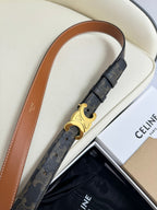 CEL Gold 25mm Triomphe Belt Blue Canvas 180417