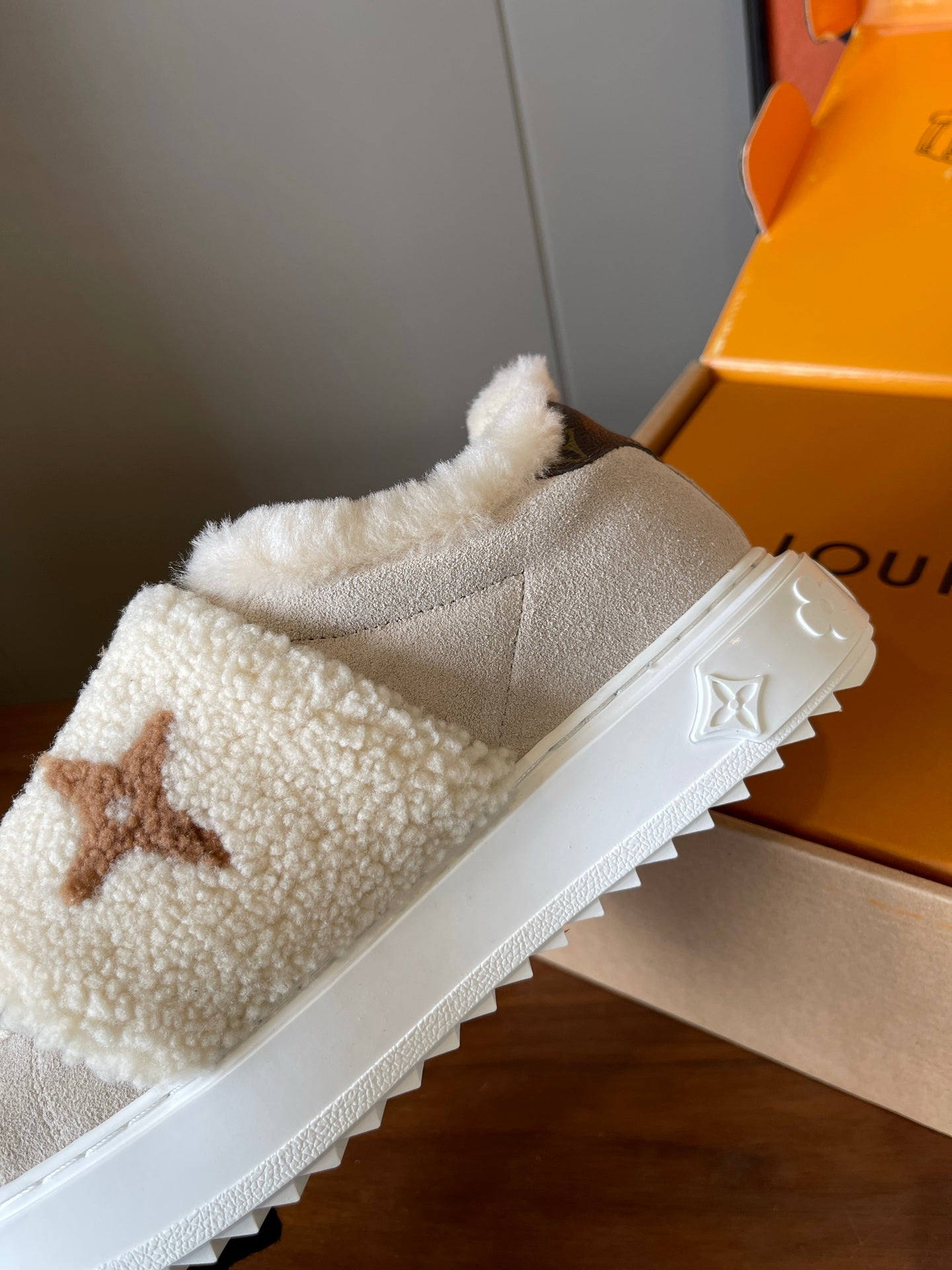 LV 26s Platform Sneakers Beige Brown Monogram Suede Wool 621160