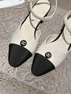 slingbacks 45 white black lambskin grosgrain
