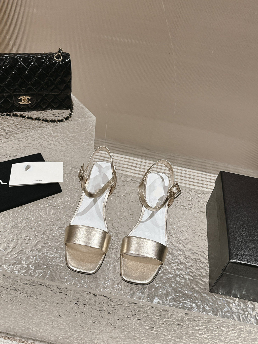 slingbacks sandal 60 white gold metalic lambskin