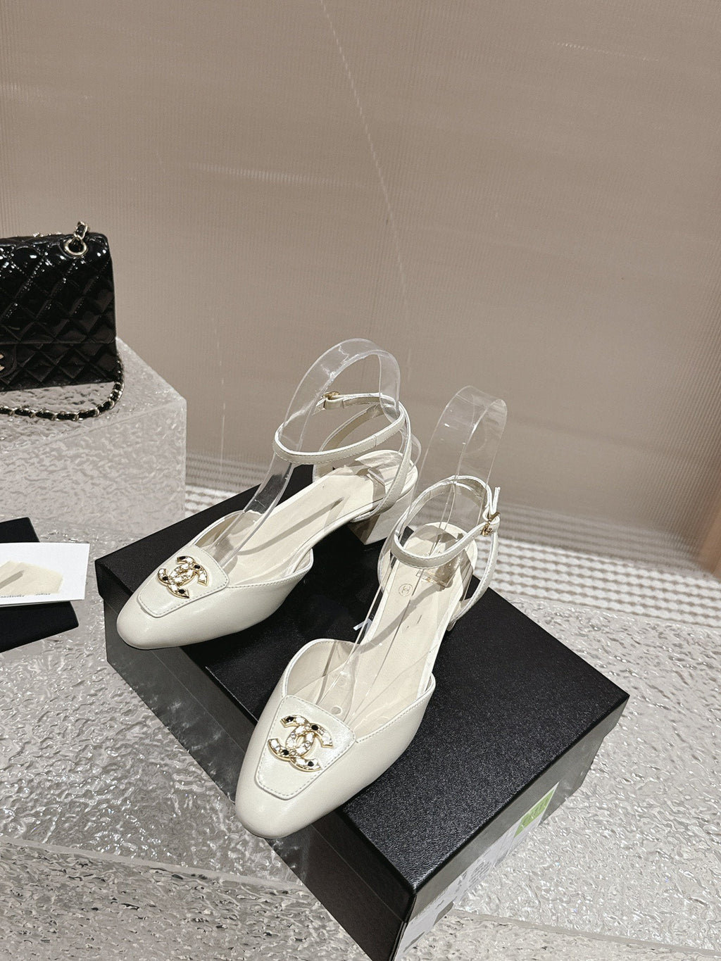 slingbacks 60 white lambskin cc logo