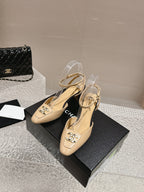 slingbacks 60 beige black lambskin cc logo