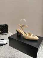slingbacks 60 beige black lambskin cc logo