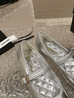 mary janes silver metalic lambskin