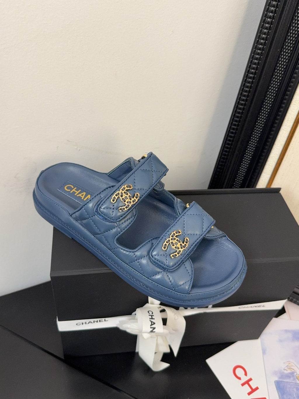 CC 25 Dad Sandal Mule Navy Blue Calfskin