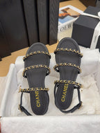 CC 25S Sandal Three Leather Strap Black Calfskin