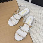 CC 25S Sandal Three Leather Strap White Calfskin