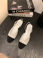 CC 25 Slingback Flat White Fabric Grosgrain