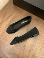 CC 25 Ballet Flat Black Fabric Grosgrain