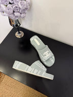 CC 25 Flower Slippers Blue Fabric 330769