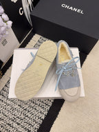 CC 26 Shearling Loafer Blue White Suede Wool 588711