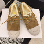 CC 26 Shearling Loafer Tan White Suede Wool 588712