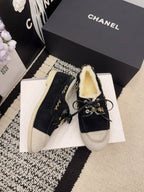 CC 26 Shearling Loafer Black White Suede Wool 588713