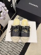 CC 26 Shearling Slip-on Loafer Black White Leather Wool 588719