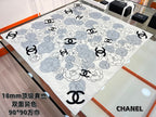 CC Square Scarf 90 CM In Grey Black And White Camellia Logo Print Silk Twill 288739