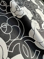 CC Square Scarf 90 CM In Black And White Camellia Logo Print Silk Twill 288740
