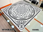CC Square Scarf 90 CM In White Mix Black Silk  288727