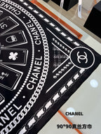 CC Square Scarf 90 CM In Black Mix White Silk 288728