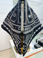 CC Square Scarf 90 CM In Black Mix White Silk 288728