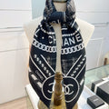 CC Square Scarf 90 CM In Black Mix White Silk 288728