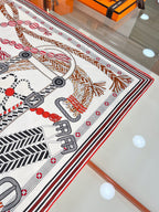 HM 26s Knitting Scarf 90 White Red Colorful Mulberry Silk 148054
