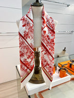 HM 26s Knitting Scarf 90 White Red Colorful Mulberry Silk 147541