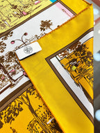 HM 26s Knitting Scarf 90 Yellow Brown Colorful Mulberry Silk 147544