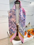 HM 26s Knitting Scarf 90 Pink Blue Colorful Mulberry Silk 147545