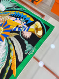 HM 26s 90 Double-sided Scarf Green Black Colorful Mulberry Silk 157530