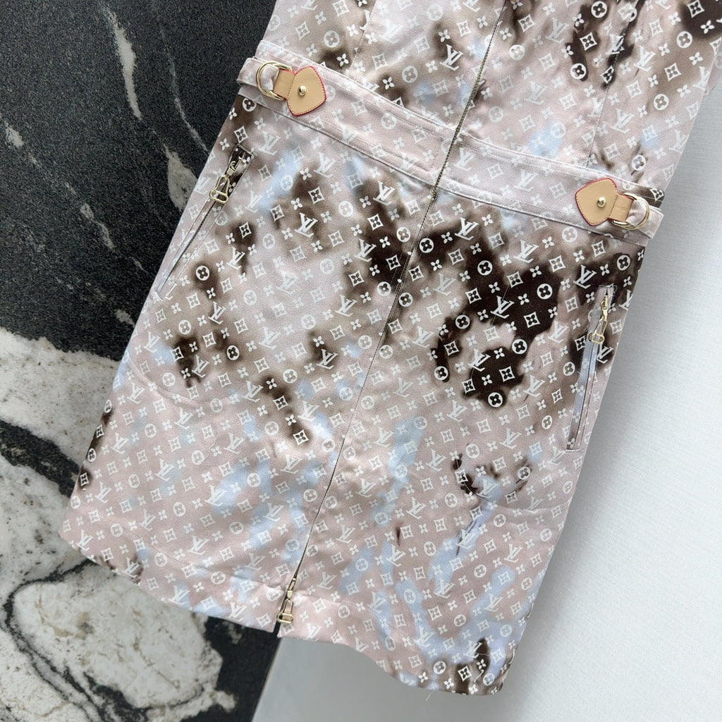 LV 25 Mononogram Gradient Print Logo Denim Vest Dress Multicolor