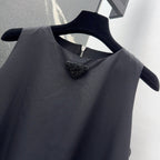 Prada 2025 Sleeveless Dress A-line Babydoll Black Polyester