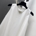 Prada 2025 Sleeveless Dress A-line Babydoll White Polyester