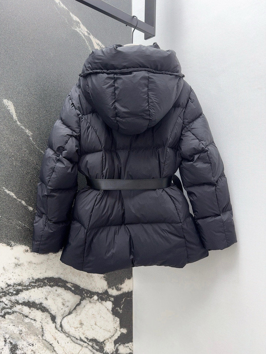 Burberry 25 Stand Collar Hooded Down Jacket Black Polyester