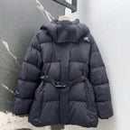 Burberry 25 Stand Collar Hooded Down Jacket Black Polyester