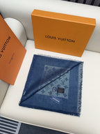 LV 25 Scarf 140CM Dark Blue Silk 293292