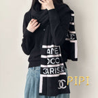 CC Scarf 180 CM In Black Mix White Cashmere 383979