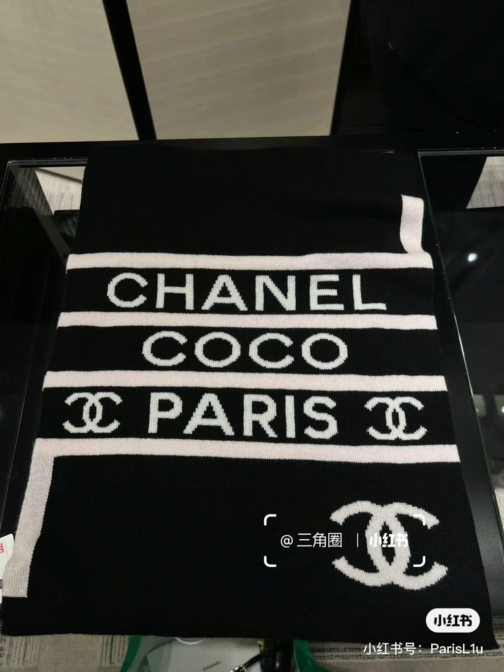 CC Scarf 180 CM In Black Mix White Cashmere 383979