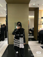 CC Scarf 180 CM In Black Mix White Cashmere 383979